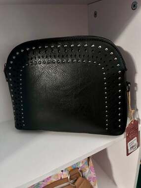 Sam & Hadley Black Studded Perforated Crossbody Bag
